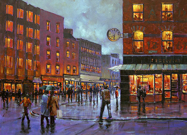 A painting of a view towards Thomas Street, Limerick city