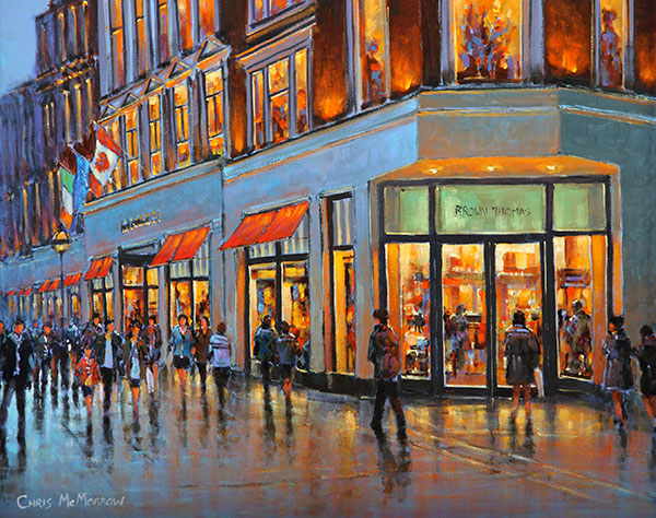 A painting of Brown Thomas store on Grafton Street, Dublin.
