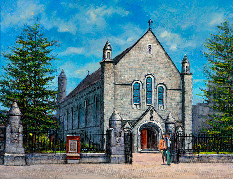 Painting of the Honan Chapel beside the campus of Cork University