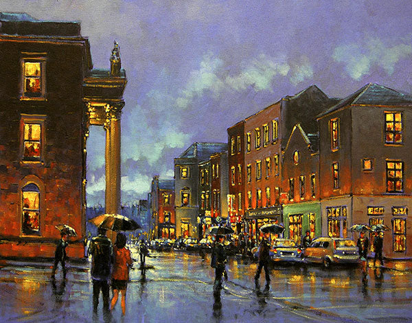 A painting of people on Henry Street, Limerick