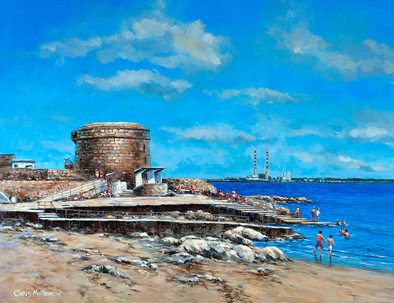 Painting of the martello tower at seapoint dublin