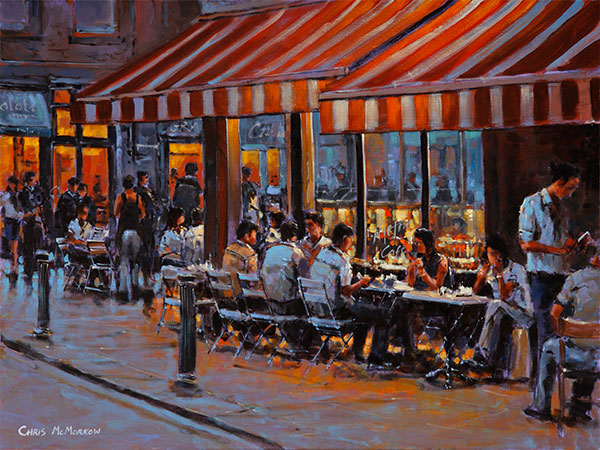 A painting of the Metro Cafe, South William Street, Dublin