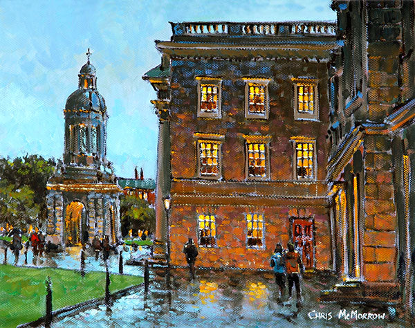 A painting of inside Trinity College , Dublin