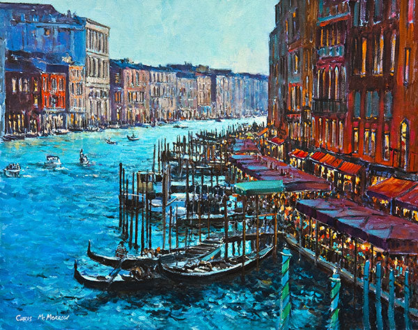 A painting of the Grand Canal, Venice, Italy from the Rialto Bridge