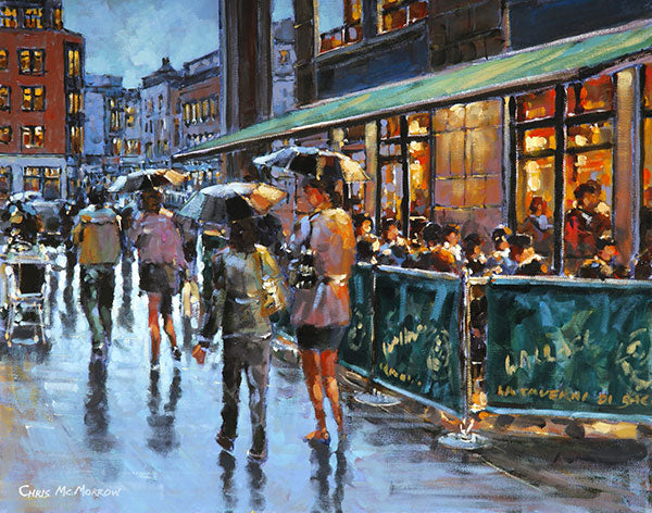 A painting of diners in the Italian Quarter, Dublin