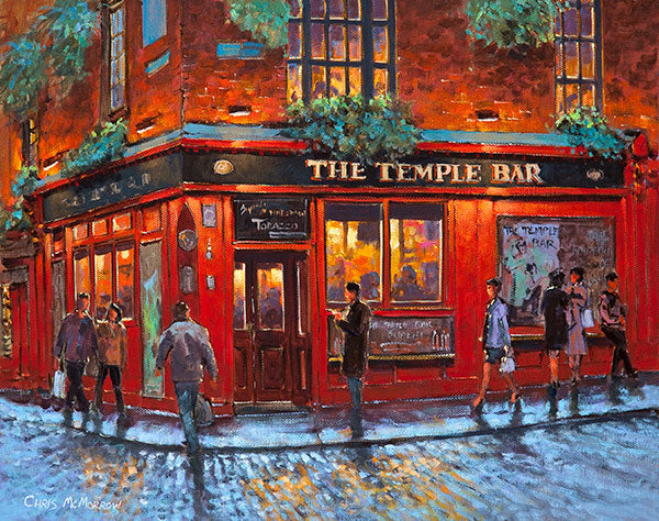 A painting of the Temple Bar Pub, Dublin city
