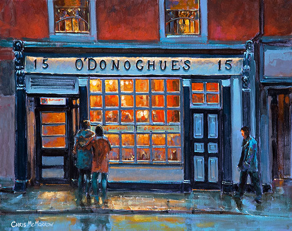 A painting of O'Donoghues Pub, Merrion Row, Dublin