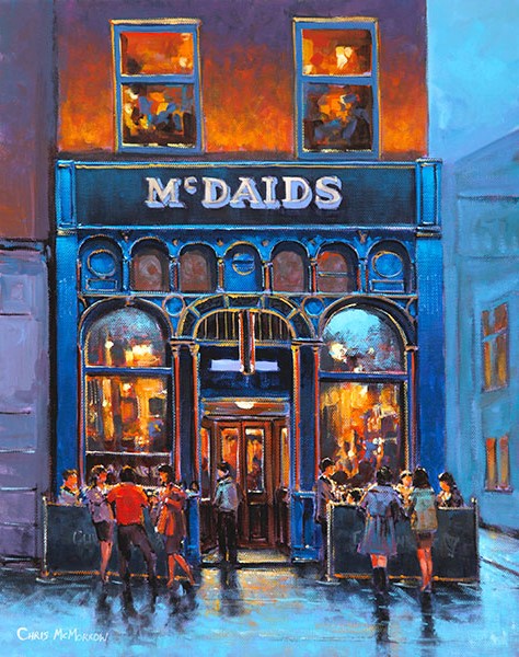 A painting of Mc Daids pub , Harry Street, Dublin