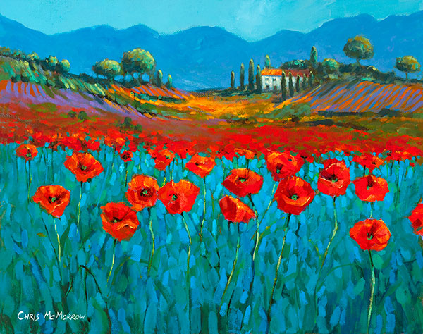 A painting of Poppies from Provence, France