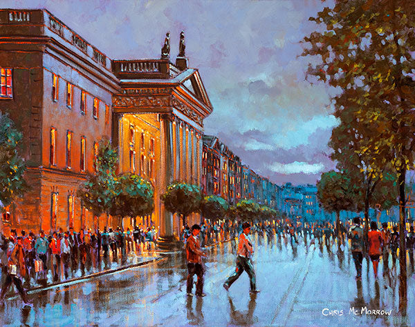 A painting of a wet evening in Dublin