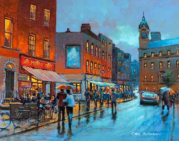A painting of an evening on South William Street