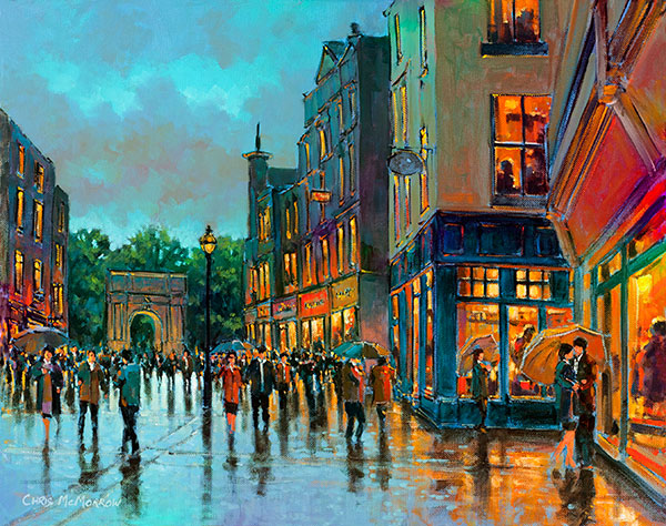 A painting of Grafton Street looking towards Stephens Green