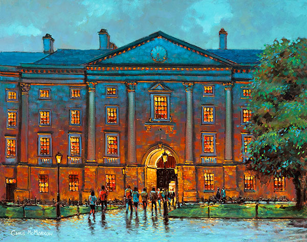 A painting of a view from within Trinity College