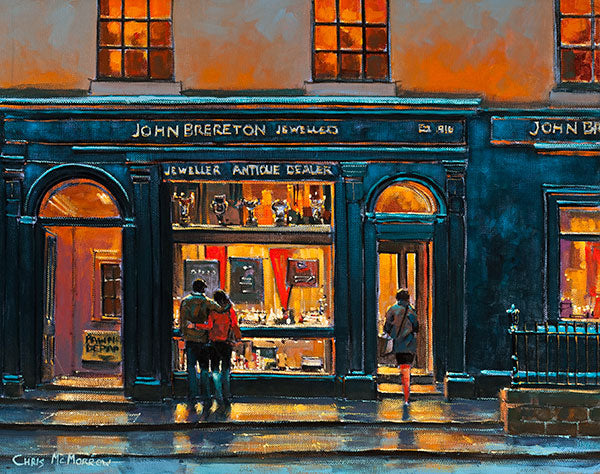 A painting of Breretons Jewellers on Capel Street, Dublin.