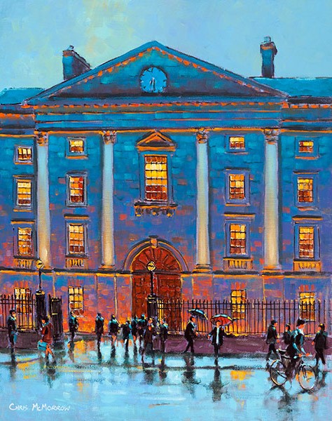 A painting of the lights of Trinity College building