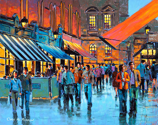 A painting of people strolling through Castlemarket, Dublin