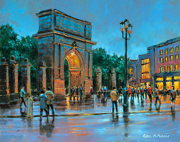 A painting of the Fusiliers Arch at Stephens Green, Dublin