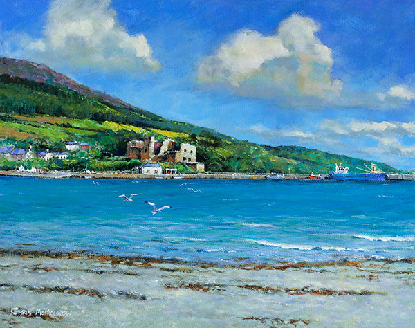 A painting of the harbour in Carlingford, Co Louth