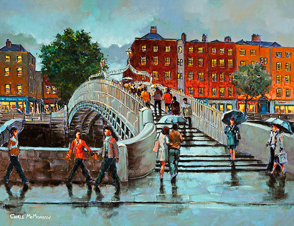 A painting of the Halfpenny Bridge, Dublin city
