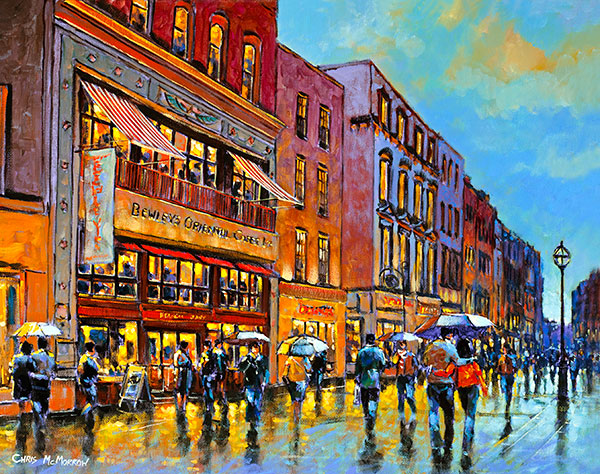 A painting of Bewleys Cafe on Grafton Street, Dublin