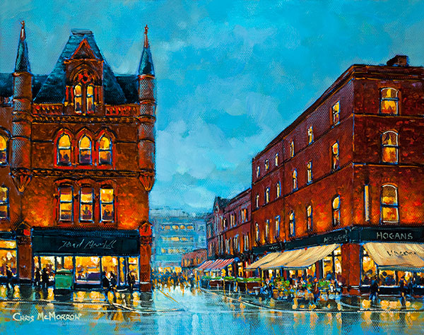 A painting of a view of Fade Street, Dublin city