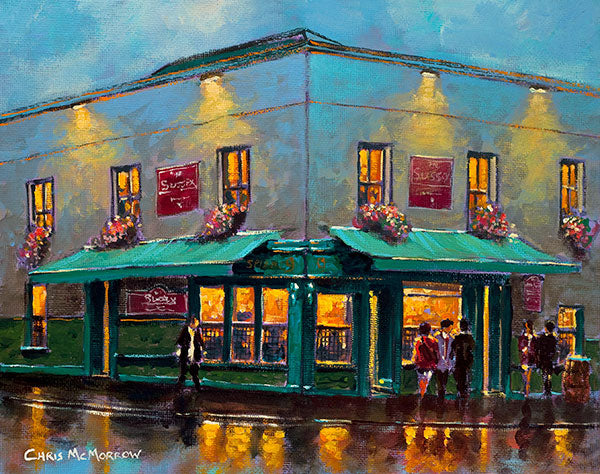 A painting of O'Briens Pub, Leeson Street, Dublin