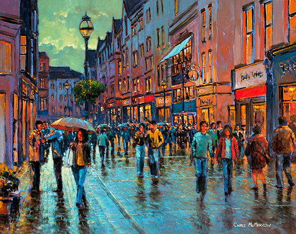 A painting of Grafton Street, Dublin city.