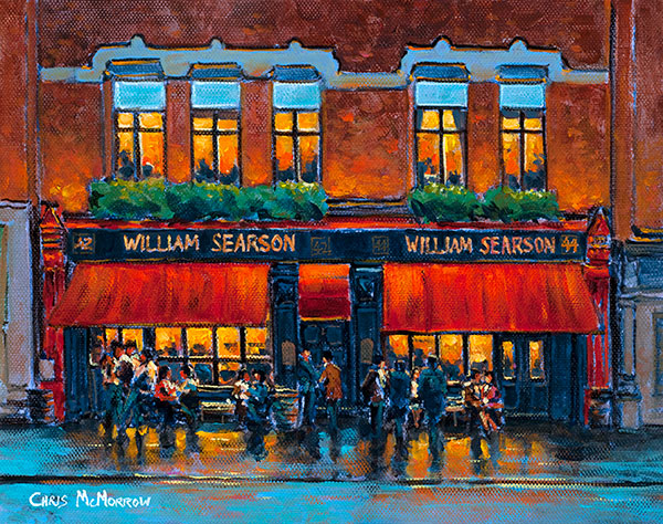 A painting of Searsons Pub Baggot Street, Dublin