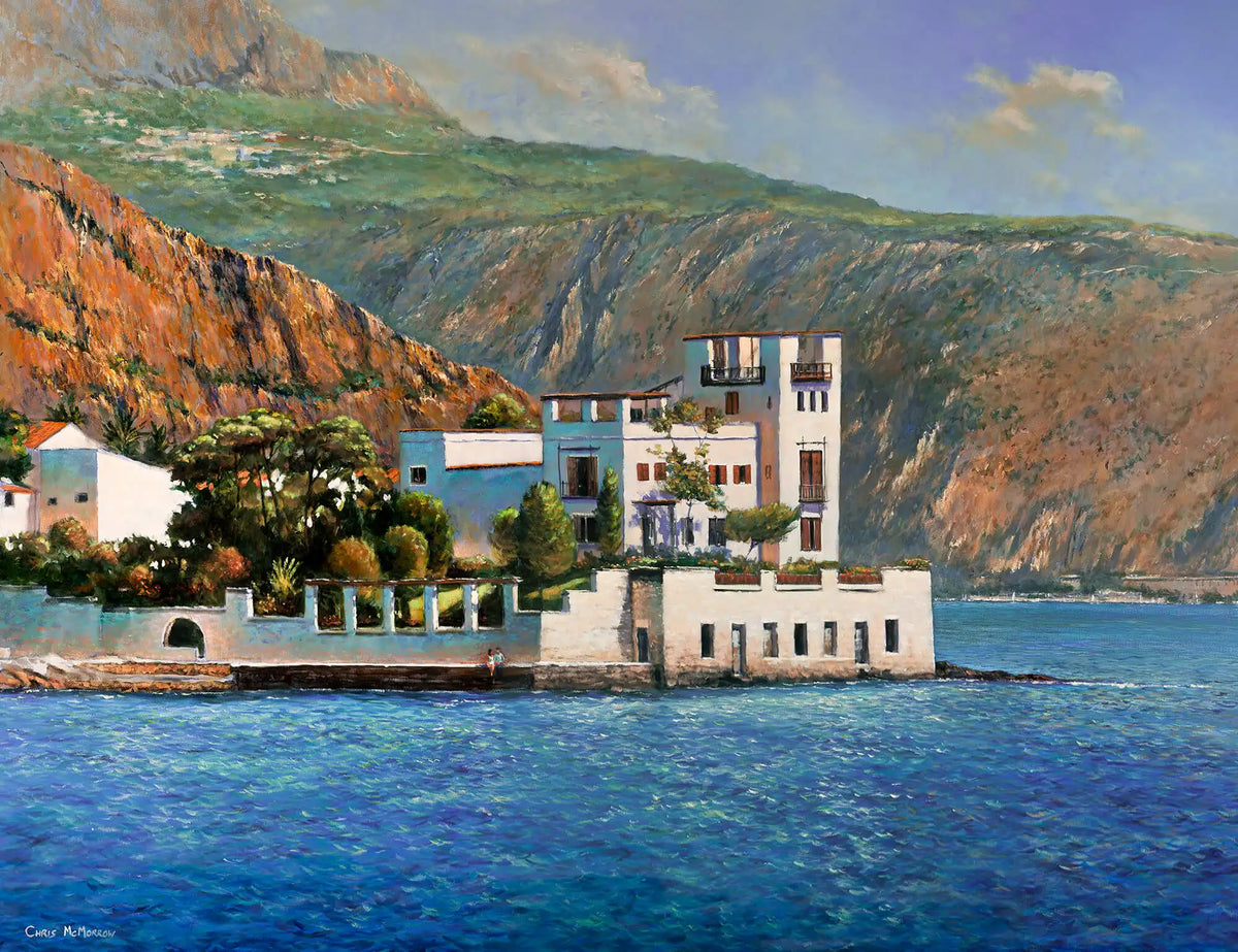 colourful seascape of the villa kerylos, south of france