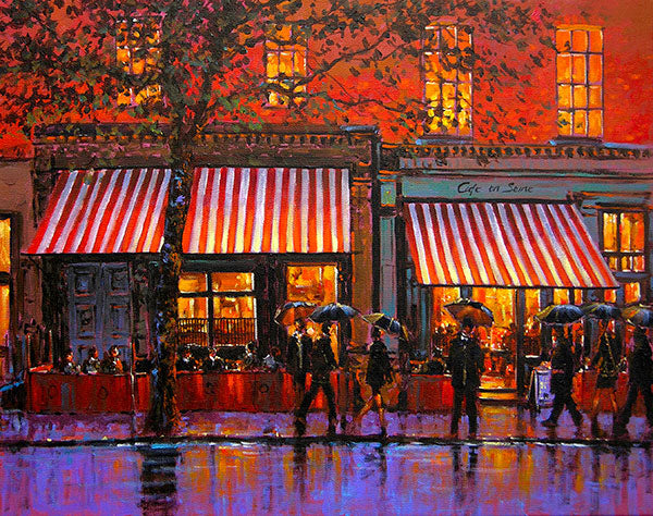 A painting of Cafe en Seine pub on Dawson Street, Dublin