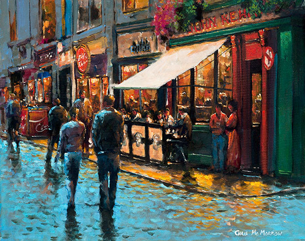 A painting of South Anne Street featuring Kehoes Pub, Dublin