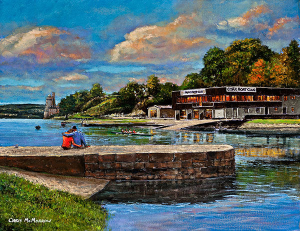 A painting of Cork Boat Club and Blackrock Castle, Cork.