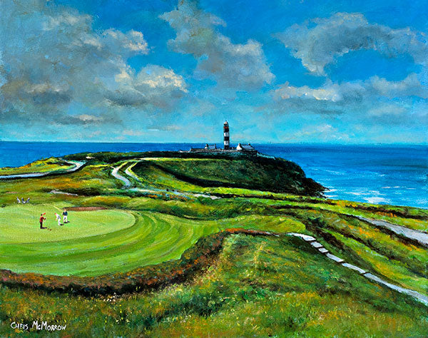 Golfers on the green on the Old Head of Kinsale, Cork