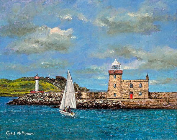 A painting of Howth Harbour and Lighthouse, County Dublin
