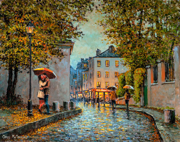 painting of an intimate Parisienne Kiss