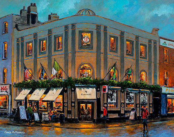 A painting of Slatterys Pub, Capel Street, Dublin