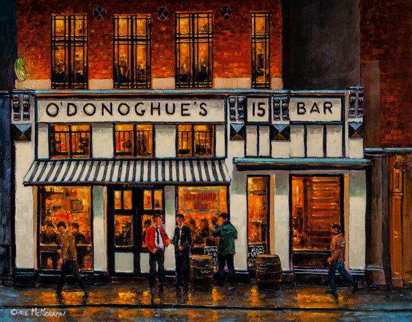 A painting of O'Donoghues Bar on Suffolk Street, Dublin City Centre