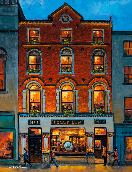 A painting of The Foggy Dew Pub on Central Bank Square just off Dame Street, Dublin