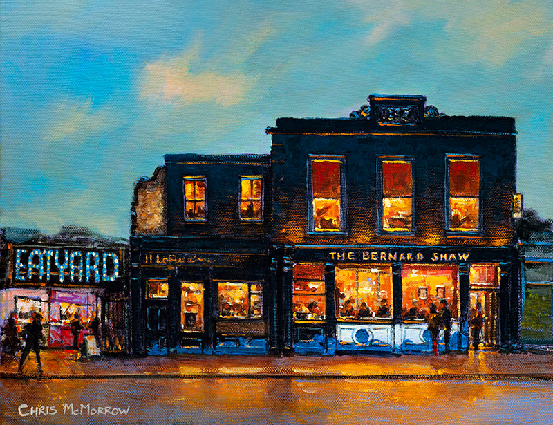 Painting of the Bernard Shaw pub and adjacent Eatyard