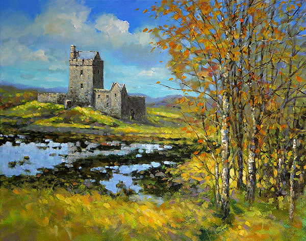 A painting of the castle at Dun Guaire, west of Ireland
