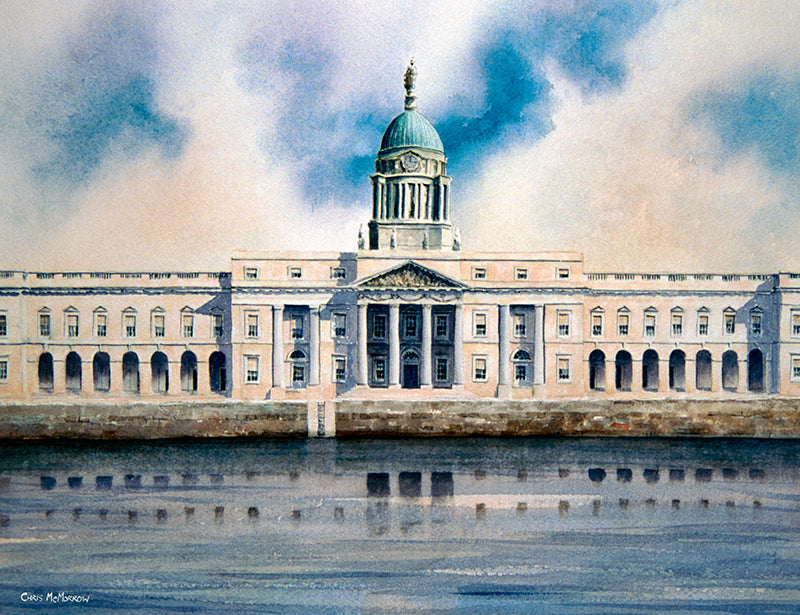 Watercolour painting of the Custom House, Dublin city