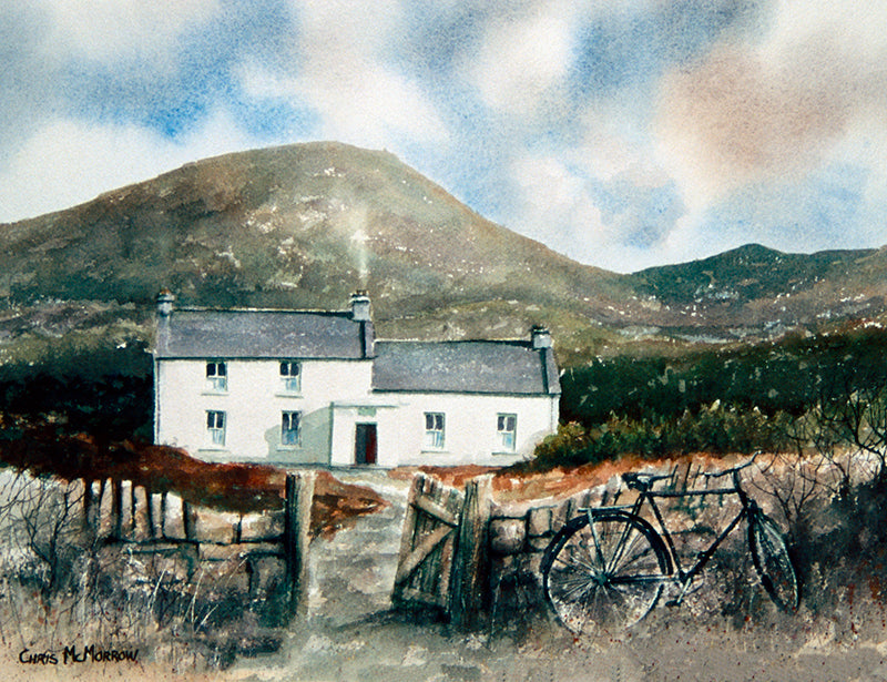 Watercolour painting of a west of Ireland cottage