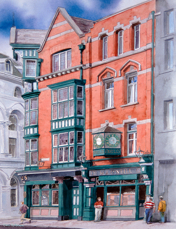 Watercolour of O&#39;Neills Pub on Suffolk Street, Dublin