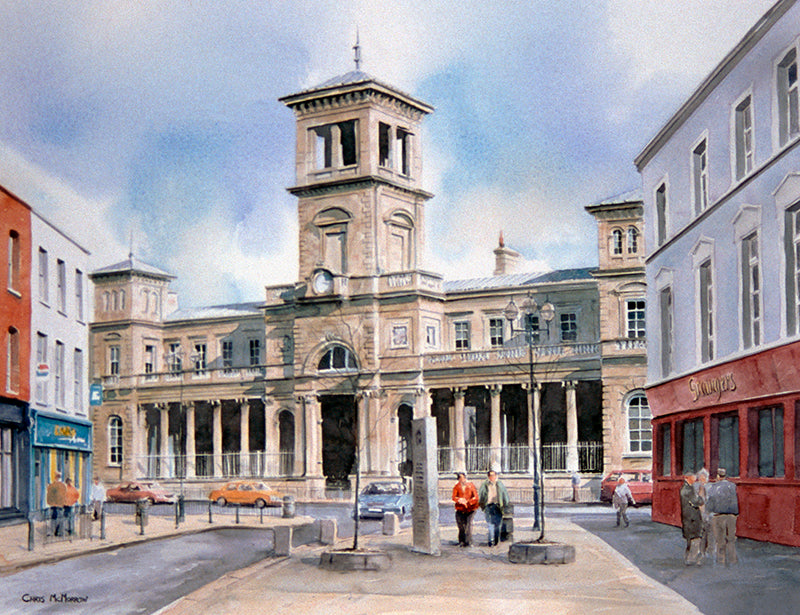 A watercolour painting of Connolly Train Station , Dublin