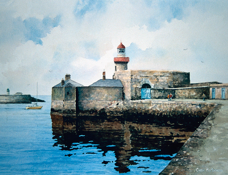 Watercolour painting of Dun LAoghaire Pier, Dublin