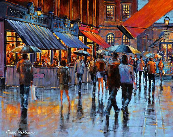 A painting of Castlemarket in the rain