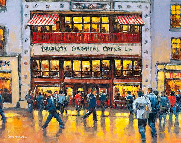 A painting of Bewleys Cafe, Grafton Street, Dublin