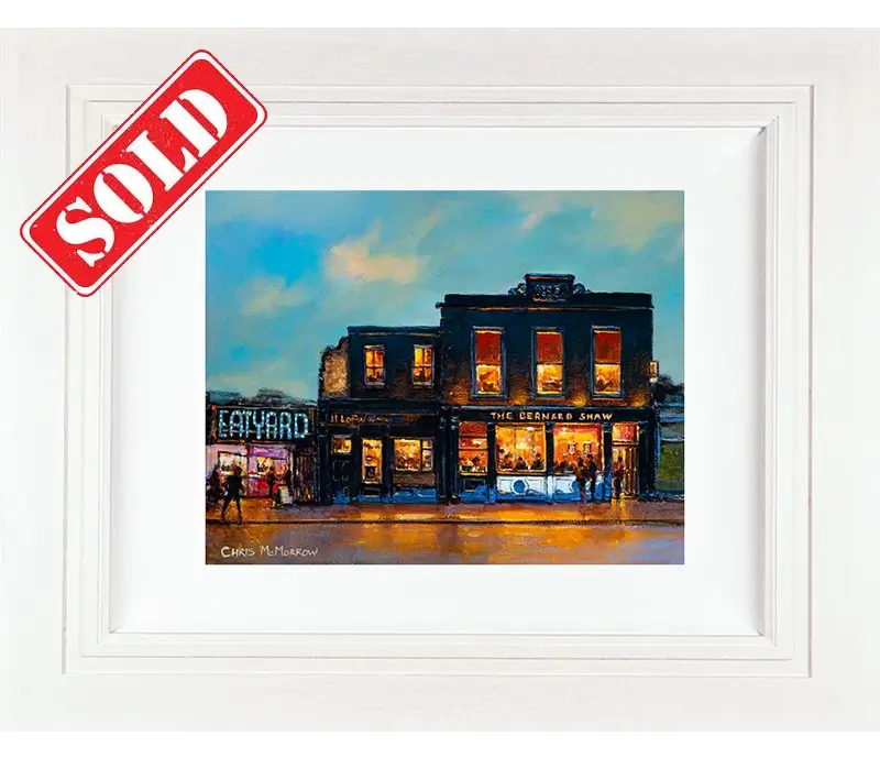 Original framed painting of the Bernard Shaw Pub and Eatyard formerly in Portobello, Dublin