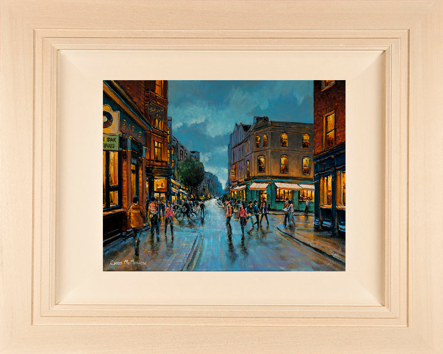 Original acrylic painting of the busy crossroads on South William Street, Dublin
