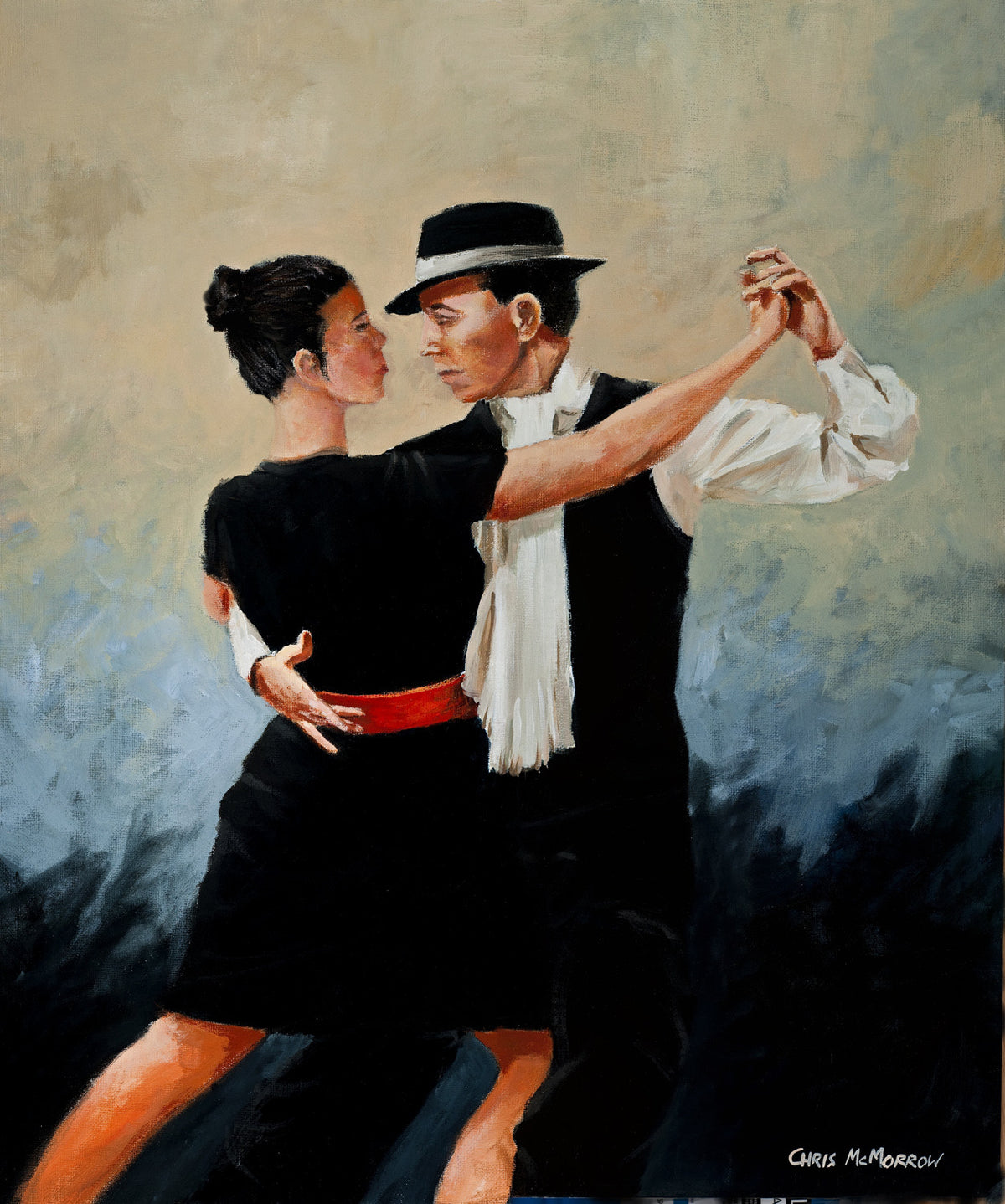 A painting of two dancers dancing the Tango